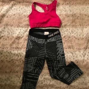 Old Navy sports bra and Nike cropped leggings